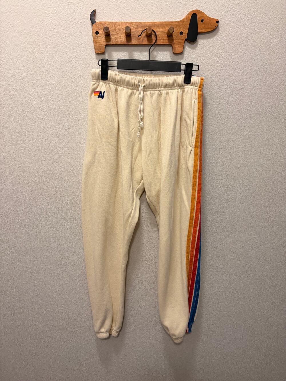 Aviator Nation Cream 5 Stripe Sweatpants